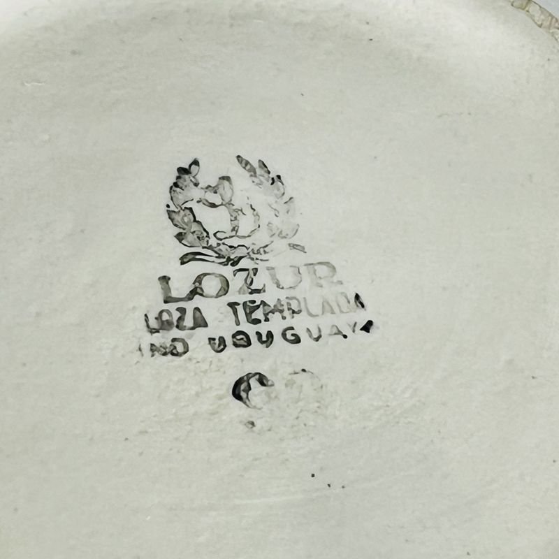9 piezas Lozur para café antiguas con filetes plateados - imagen 5