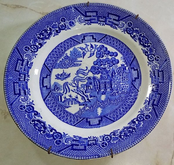 Plato Hondo de Porcelana Boch Frères Diseño Willow (1920s) - imagen 1
