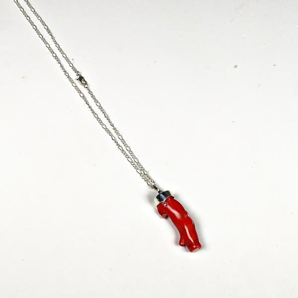 Colgante de Coral Rojo y Plata con Cadena - imagen 1