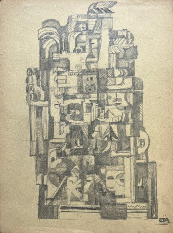 Dibujo "Composición" de Carmelo de Arzadun, Lápiz sobre Papel, 1949