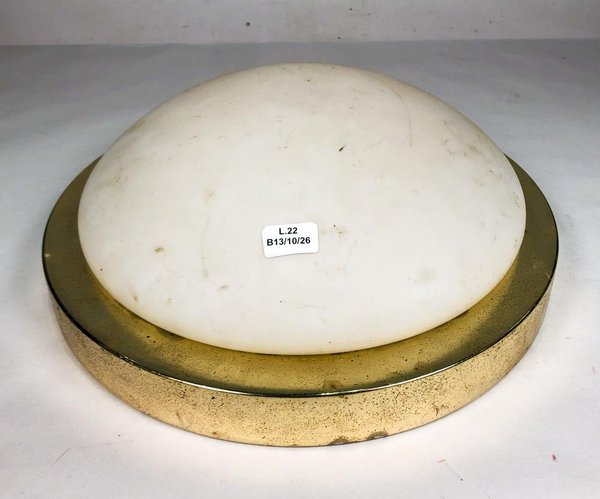 Plafón Circular de Vidrio Esmerilado y Metal Bronceado - imagen 1