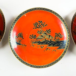 Seis Tazas de Porcelana Oriental con Platillos Estilo Japonés - imagen 4