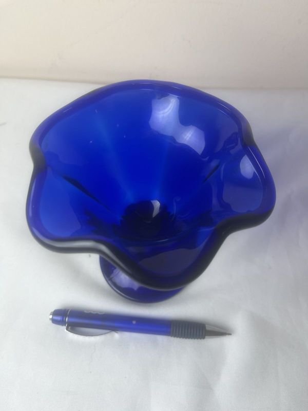 Vaso de cristal azul artesanal - imagen 7