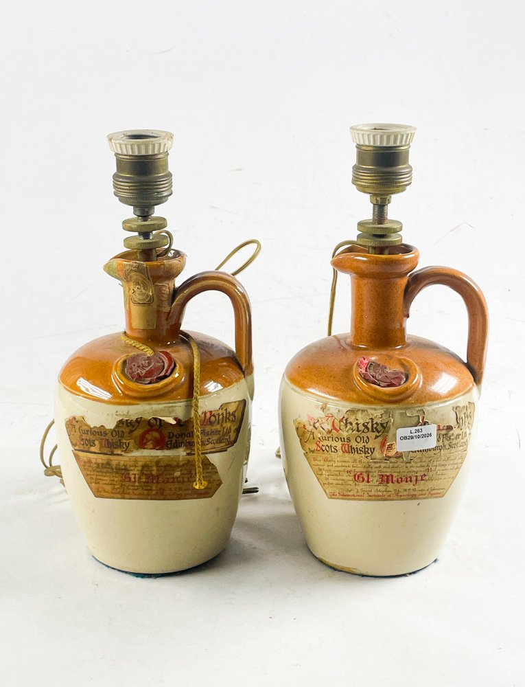 Par de Lámparas de Sobremesa con Base de Porrones de Whisky