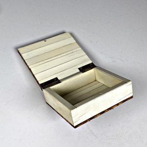Caja Alhajero Antigua de Marfil con Miniatura Pintada a Mano - imagen 4