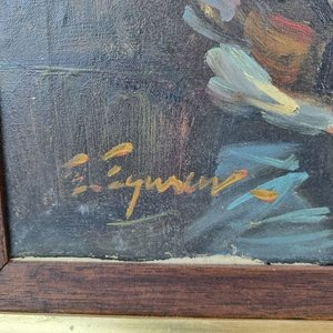 Antiguo óleo sobre tela "Escena de Taberna" por Enrique Eguren, firmado - imagen 4