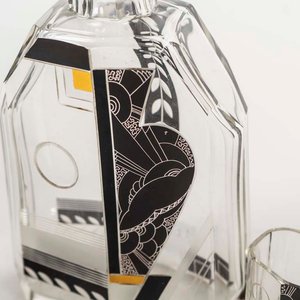 Botellón de Cristal Art Deco con 4 Vasos Decorados - imagen 2
