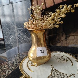 Jarrón y Canasto de Bronce con Adornos Secos - imagen 3