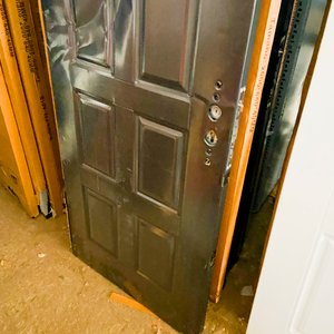 Nueve hojas de puerta chapa (frente) color oscuro con averia 193 x 78 cm - imagen 4