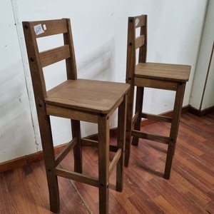 Banqueta Alta de Madera con Respaldo Estilo Rústico - imagen 3
