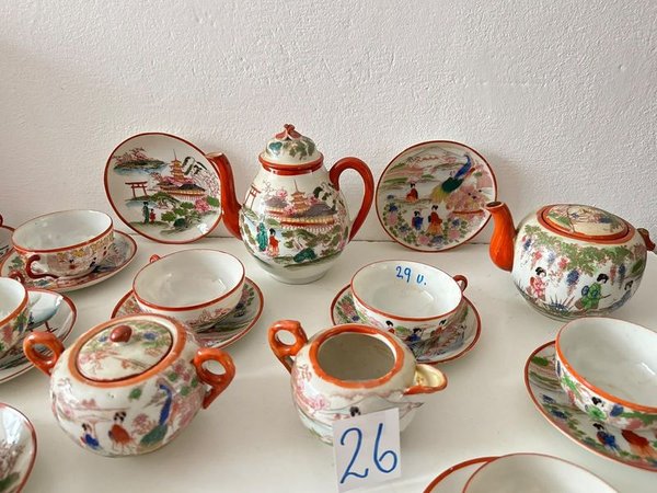 Juego de Café de Porcelana con Decoración Oriental (29 Piezas) - imagen 1
