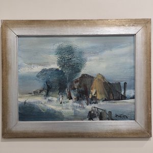 Pintura "Higo Nantes" Acrílico sobre Fibra Firmado, Marco Plateado - imagen 2