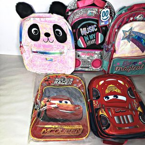 Lote de 5 Mochilas Infantiles: Panda, Cars y Estrellas Brillantes - imagen 2
