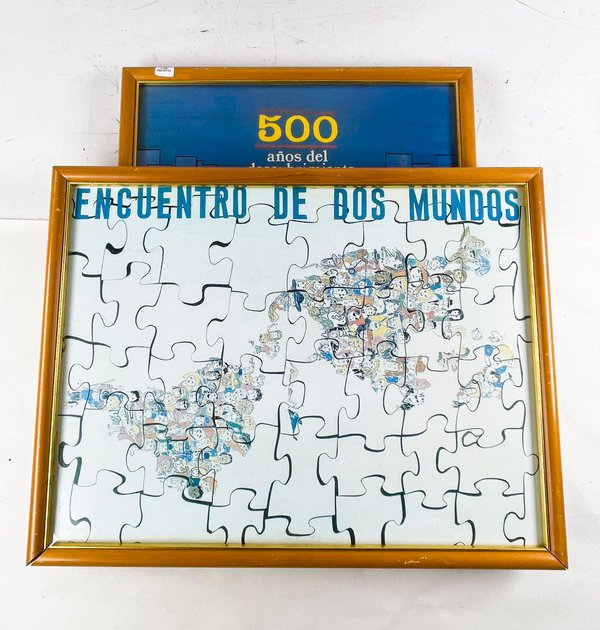 Dos Cuadros Afiche "Encuentro de Dos Mundos" 58 x 44 cm - imagen 1