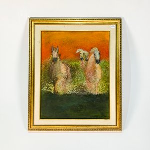 Cuadro al óleo "Caballos Blancos" firmado por Nilda Poppolo - imagen 1