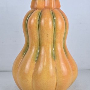Lote de Cerámica China Esmaltada: Jarrón Calabaza, Dos Frascos Manzana y Vaso con Peces - imagen 2