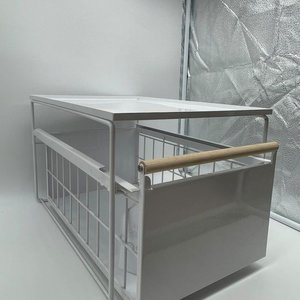 Estante Organizador Negro con Cajón Deslizable y Asa de Madera - imagen 4