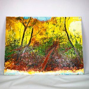 Cuadro al Óleo: Camino de Árboles en Otoño, 80 x 60 cm - imagen 3