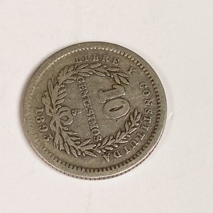 Dos Monedas de Plata Uruguayas de 10 Centésimos (1877 y 1893) - imagen 4