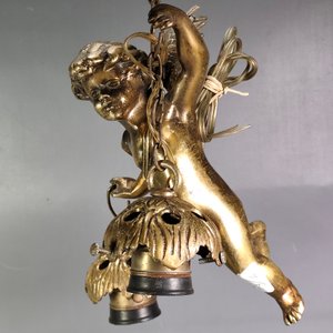 Colgante de Bronce Macizo con Querubín y 2 Luces - imagen 14