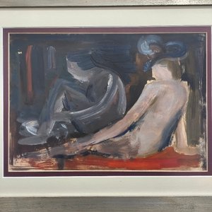 Carlos Aliseris: Óleo sobre Papel "Escena de Desnudos" con Certificado y Marco - imagen 3