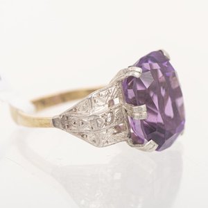 Anillo de Oro 18k y Plata con Amatista y Diamantes - imagen 2