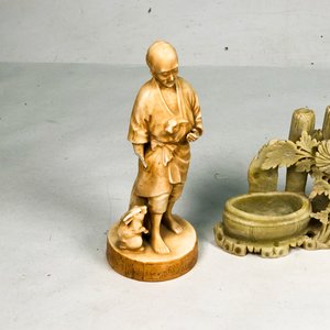 Fuente de Porcelana Inglesa con Tapa y Figuras de Piedra - imagen 3