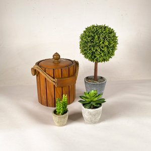 Lote de Hielera de Madera y Adornos de Vegetación Artificial - imagen 1