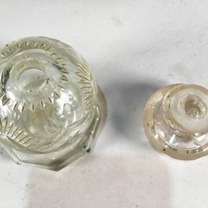 Conjunto de 6 Piezas de Tocador de Vidrio y Metal Labrado - imagen 6