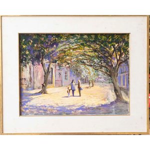Lote siguiente: Pintura "Calle con Árboles" al Óleo, 43 x 43 cm