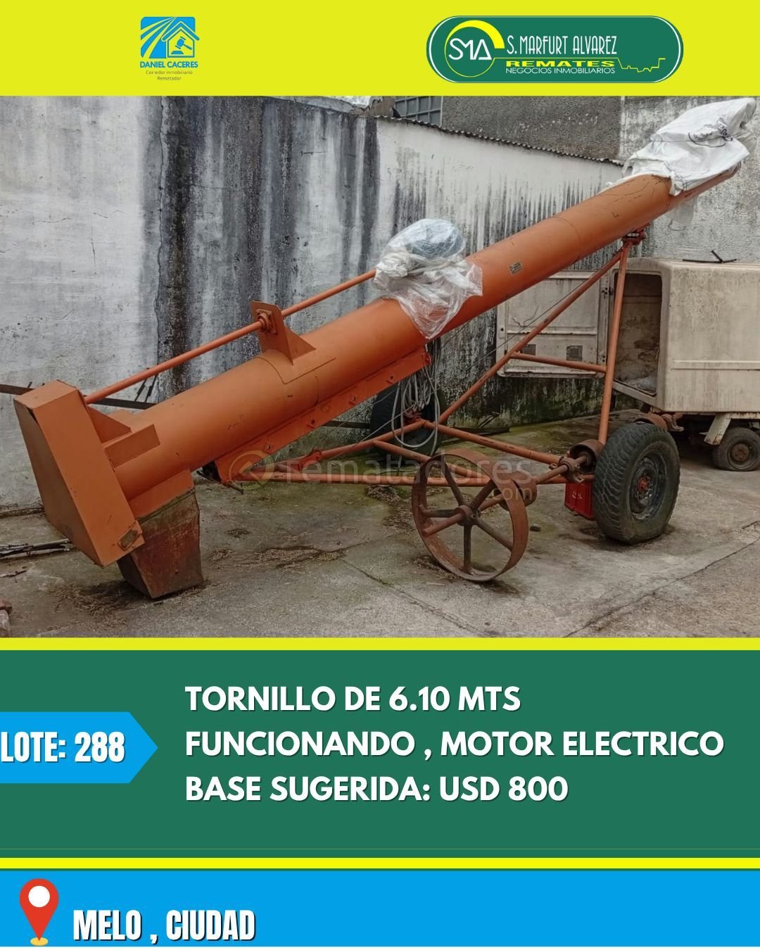 Tornillo Transportador Eléctrico de 6.10 Mts