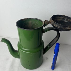 Cafetera Esmaltada Antigua Verde con Tapa Negra - imagen 3