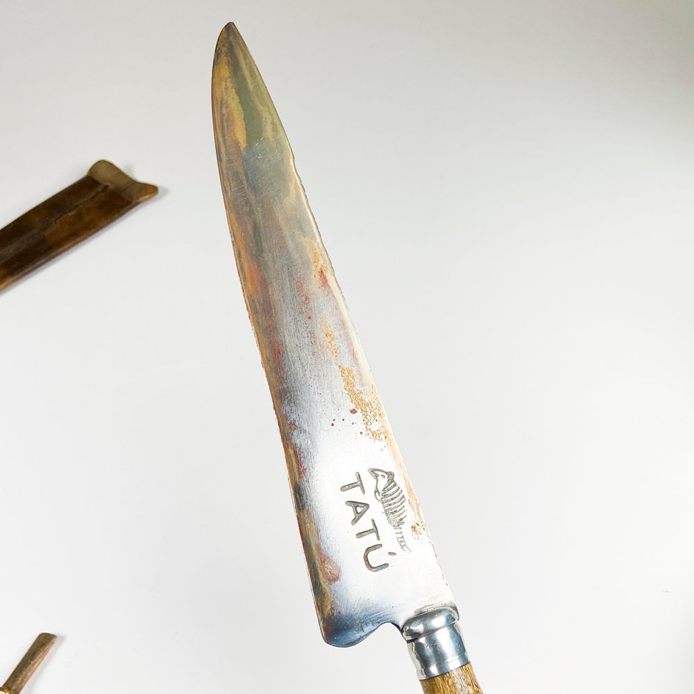 Cuchillo hoja de acero con tatu y guampa - imagen 3