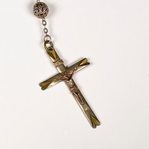 Dos Rosario de Cristal Morado y Cuentas Metálicas con Cruces - imagen 3