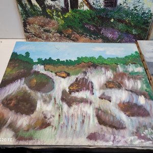 Lote de 4 Cuadros al Óleo sobre Lienzo: Paisajes y Marina - imagen 6
