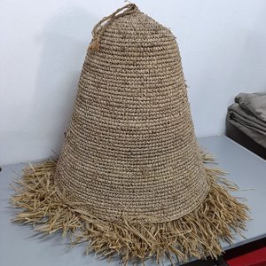 Pantalla de Lámpara Artesanal en Fibras Naturales con Flecos - imagen 4