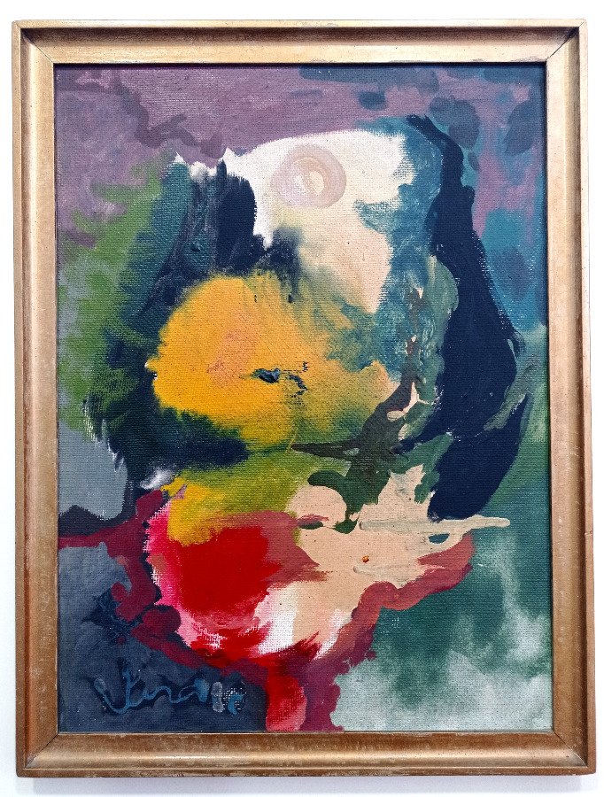 Óleo Abstracto Firmado Julio Verdie (1900-1988) con Marco Dorado