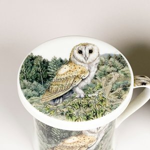 Par de Tazas de Porcelana China con Lechuzas y Tapas - imagen 4