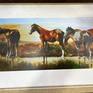 Par de Láminas Criollas con Caballos y Escena Ecuestre - imagen 6