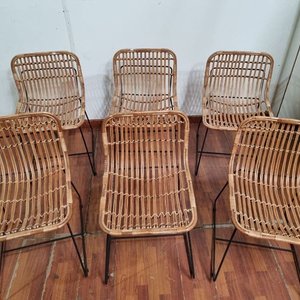 Set de 6 Sillas Nórdicas de Hierro y Rattan Natural - imagen 2