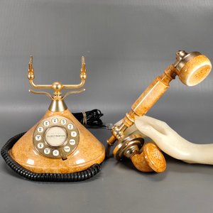 Teléfono Antiguo Electrofon Estilo Vintage Dorado y Marrón - imagen 5
