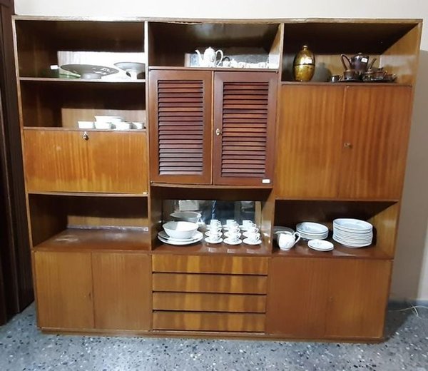 Modular de Madera Enchapad con 9 Puertas, Cajones y Estantes