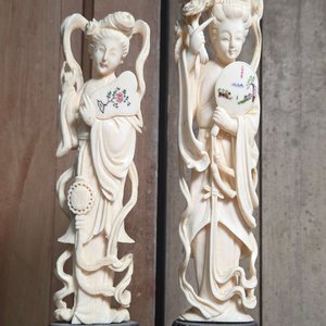 Par de Figuras de Marfil Estilo Oriental, 19cm - imagen 2
