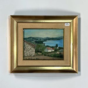 Lote siguiente: Cuadro al óleo "Paisaje con Sierras y Laguna" firmado "Nel" (1996)