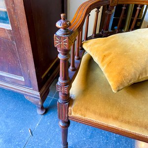 Sillón de Esquina Antiguo con Acolchado Dorado - imagen 2