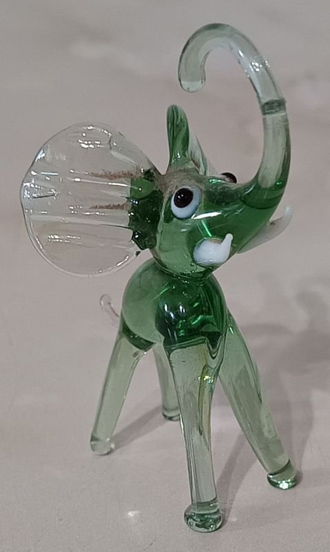 Figura de Elefante en Cristal con Trompa Restaurada - imagen 2