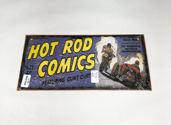 Cartel Metálico "Hot Rod Comics" con Diseño Vintage - imagen 1