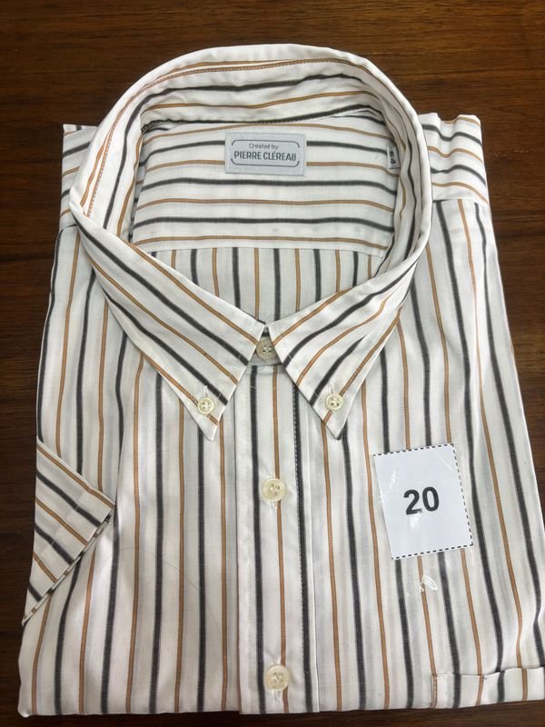Camisa Pierre Cléreau Talle 54 Manga Corta Rayada Nueva - imagen 1
