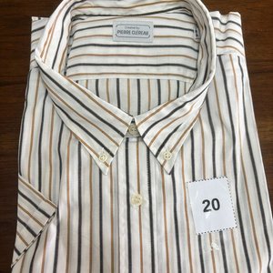 Camisa Pierre Cléreau Talle 54 Manga Corta Rayada Nueva - imagen 1