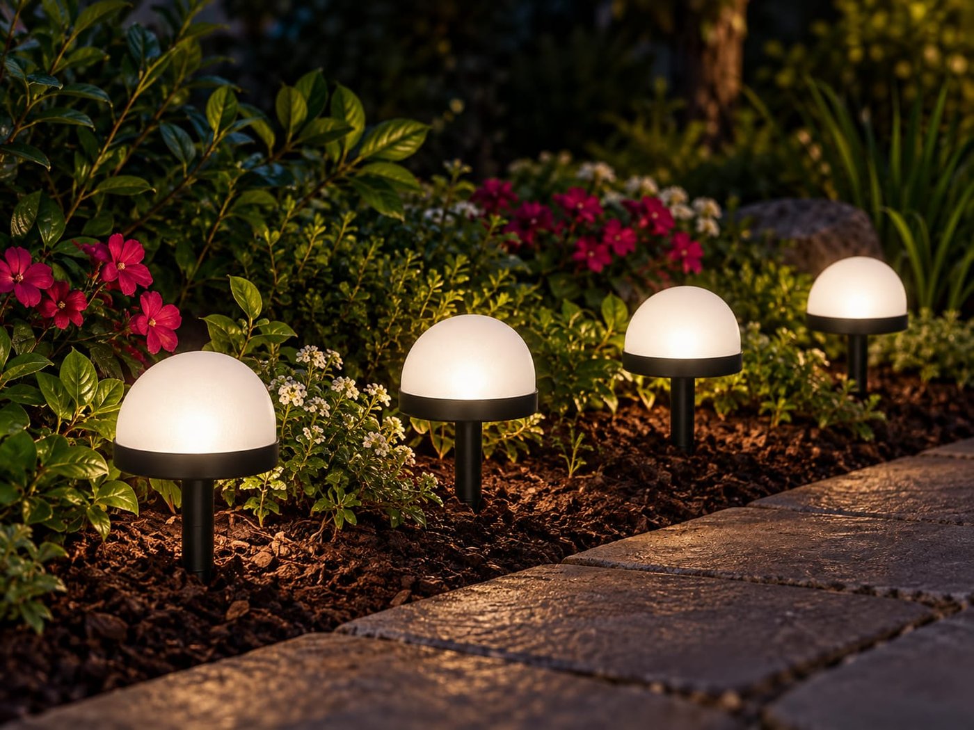 Juego de 4 Estacas Solares LED para Jardín Bell+Howell Modelo Domo